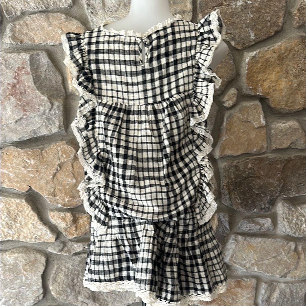 Free People Black and White Plaid Lace Set - Picture 6 of 7